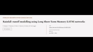 Rainfall–runoff modelling using Long Short-Term Memory (LSTM) networks | RTCL.TV