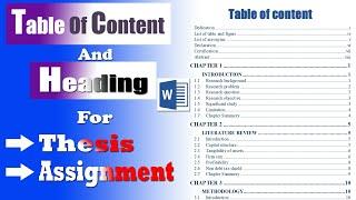 How To Add Heading And Table Of Content For Thesis And Assignment Using Microsoft Word