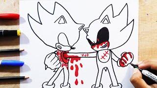 COMO DIBUJAR A DARK SONIC VS SONIC.EXE