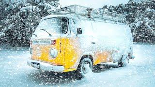 Van Camping in Winter Storm - Camping in Heavy Snow