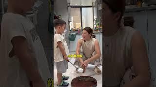 Cute kids' funny daily life, one dares to say, the other does it!