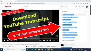 how to download YouTube subtitles as Plain Text without Timestamps