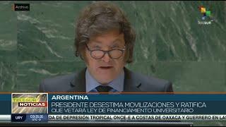 El presidente de Argentina confirma que vetará la ley de financiamiento universitario