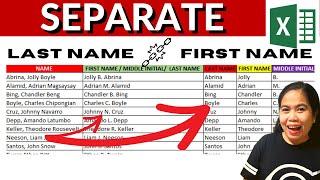 HOW TO SEPARATE FULL NAME TO LAST NAME, FIRST NAME (under 1 minute) / EASY EXCEL TUTORIAL 2022