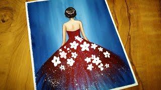 Beautiful Ballet Girl Drawing & Painting / Easy Ballerina Girl Acrylic Painting for Beginners/