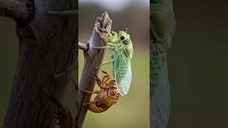 Amazing - Close-up of the fascinating and thrilling molting process of a cicada #cicada #molting