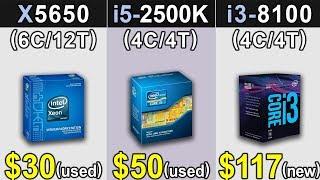 Xeon X5650 (4.0GHz) Vs. i5-2500K (4.5GHz) Vs. i3-8100 (3.6GHz) | New Games Benchmarks