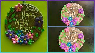 How to make New Year wall hanging || DIY || Flower wall hanging || New Year's gift 2025 || Clay art