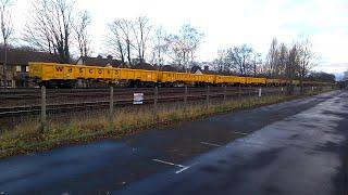 66139 with a Ballast train, including 4 new  Wascosa Falcon wagons at WBY on 29/01/22
