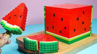 Best of LEGO SQUARE Watermelon Cutting Ice Cream Compilation | Expensive RARE Food in LEGO