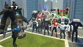 CAMERAMAN TITAN UPGRADED VS ALL MECHA BOSSES, PROJECTOR, TV MAN, SIREN, TV MAN MK2 In Garry's Mod