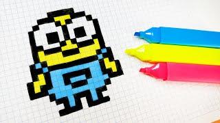 Handmade Pixel Art - How to draw a Minion #pixelart