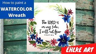 Paint a Watercolor Wreath around a Bible Verse