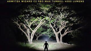 Short VDO Super Bright Headlamp Armytek Wizard C2 Pro Max 4000 lumens in a beautiful forest scene