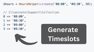 Laravel Hours Helper Package: Timeslots into Collection