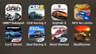 GRID: Autosport,CSR Racing 2,Asphalt 9 Legends,NFS No Limits,CarX Street,Real Racing 3,Mud Runner