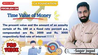 Present value and amount of annuity Rs.180 are Rs. 2000 and Rs. 3000 respectively, rate of interest?