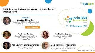 CSRBOX | ESG Driving Enterprise Value – A Boardroom Perspective i India CSR Summit 2021