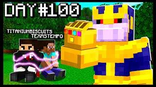 We Survived 100 Days In Minecraft VS THANOS as Superheroes