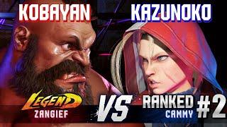 SF6 ▰ KOBAYAN (Zangief) vs KAZUNOKO (#2 Ranked Cammy) ▰ High Level Gameplay