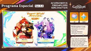 5.3 PROGRAMA ESPECIAL, BANNERS, CÓDIGOS DE CANJE, PERSONAJE GRATIS, RECOMPENSAS GRATIS - Genshin