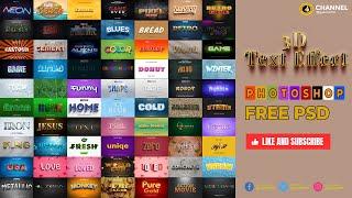 3D Text Effect Collection Psd | Bundle 3D Text Style Effect Collection In Photoshop Template Free
