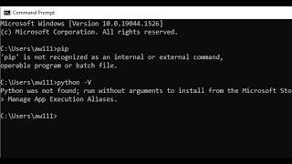 Python is not recognized as an internal or external command,operable program or batch file.