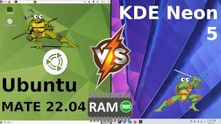 Ubuntu Mate 22.04 vs KDE Neon 5: RAM Usage