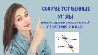 СООТВЕТСТВЕННЫЕ УГЛЫ, параллельные прямые линии, секущая .