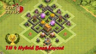 Clash Of Clans Town Hall 4 Defense (COC TH4) Best Hybrid Base Layout Defense Strategy