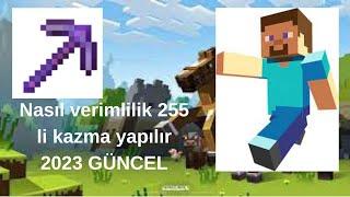 Minecraft 1.19.4te nasıl verimlilik 255 li kazma alınır? not:artık verimlik 1000 fln yok #minecraft