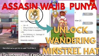 HOW TO UNLOCK + FARM CRAFT MATERIAL WANDERING MINSTREL HAT RAGNAROK MOBILE