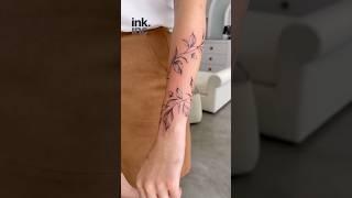 Elegant Fine Line Leaf Tattoo | Minimalist Forearm Ink Inspiration  #shorts