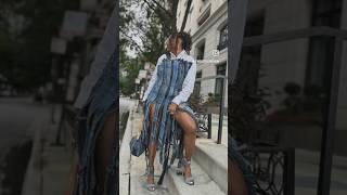 Guess how many pairs of jeans it took to create this look? #upcycled #denim #denimdress