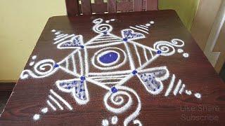 3*1Dot's Rangoli design's Muggulu || Easy Colour Rangoli || Daily Rangoli design's