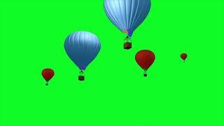 Hot air balloon green screen 4k