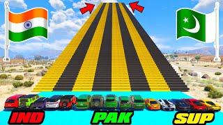 GTA 5 INDIAN CARS VS PAKISTAN CARS VS SUPER CARS STAIRS CLIMBING CHALLENGE | Gta 5 Gameplay