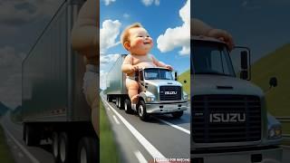 Big cute baby comes in a truck and destroys the city  #ai #baby