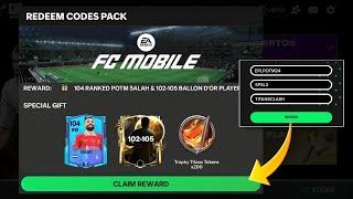 3 LATEST NEW REDEEM CODES LAUNCHED TODAY!  FREE 104 SALAH & 104 BALLON D’OR PACK  REDEEM ASAP ⏰