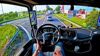 Summer Truck Driving from Poland to Germany with Route Map POV Nikotimer 4K video no talking