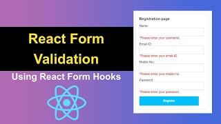 Real-Time Form Validation in React using React Form Hook Registration Form