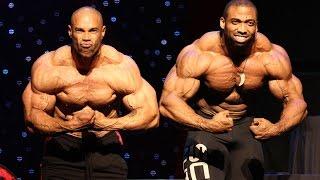 Kevin Levrone posedown with Cedric McMillan @ Mr. Olympia 2016 press conference