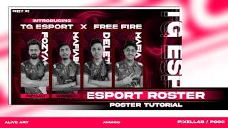 How To Make Professional Free fire Esport Roster Poster Thumbnail On Photoshop | Alive Art