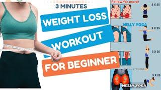 3 Minutes WEIGHTLOSS WORKOUT For BEGINNER - Challenge 9 - Nelly Yoga Shorts