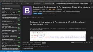 Bootstrap,Font Awesome,React  intellisence extension for Visual studio code