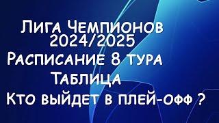 Лига Чемпионов. Расписание 8 тура. Таблица.  Кто выйдет в плей-офф ?