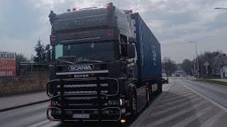 Scania 164L 620 V8 Greek Pipe ,Brutal sound, Black smoke Guzik Transport / Wałcz