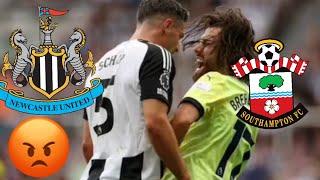 CRAZY SCENES NEWCASTLE 1-0 SOUTHAMPTON SCHAR RED CARD CHAOS