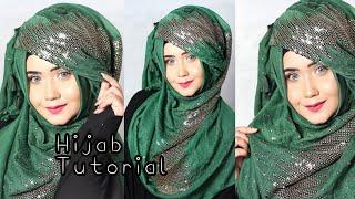 Side swept Gorgeous Party Hijab Tutorial 2020 By SanjiDa |Full Coverage|