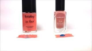 Halal Nail Polish - Tuesday in Love vs. Inglot - Water Permeability Test